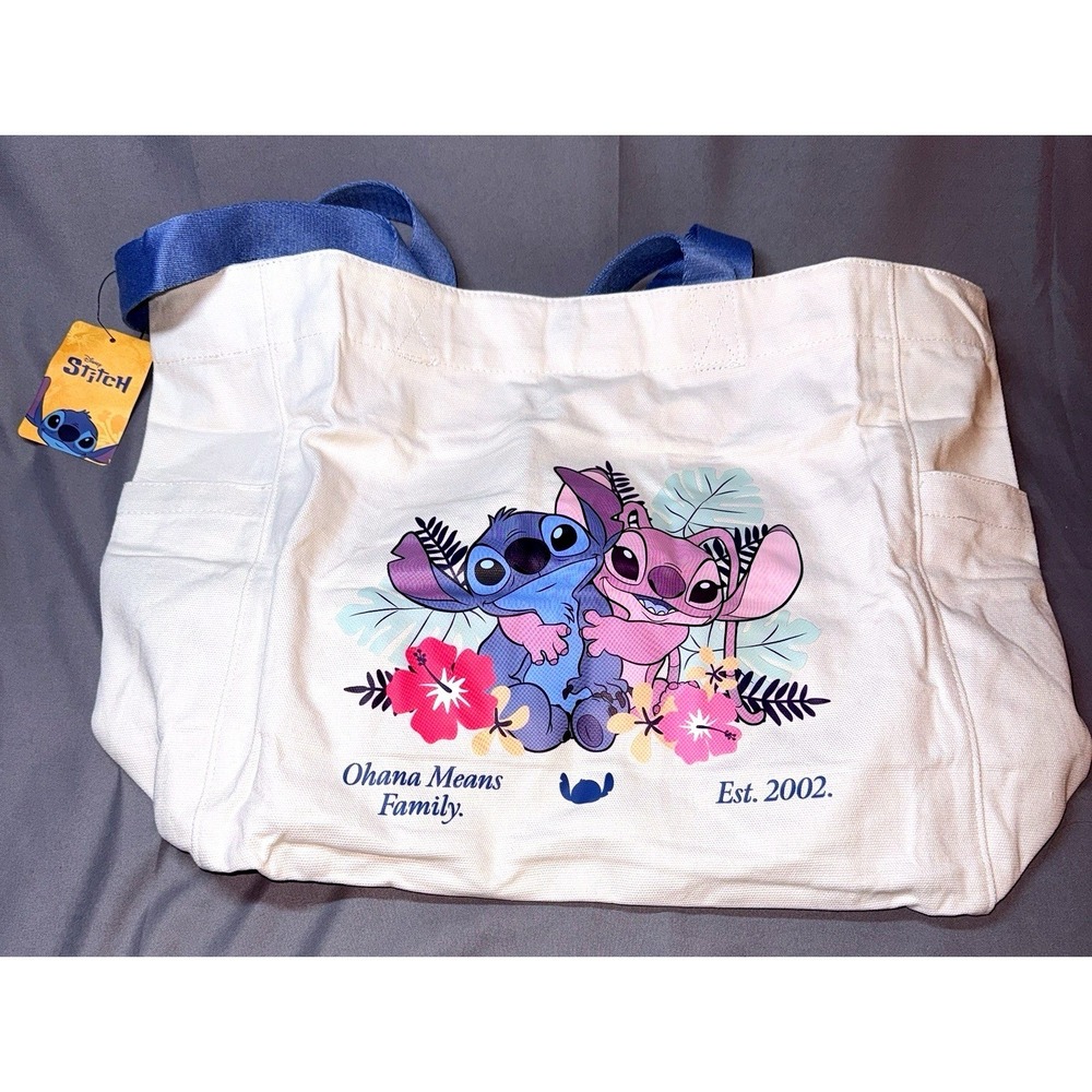 Bioworld Disney Stitch Angel Tote Bag White NEW Ohana Means Family